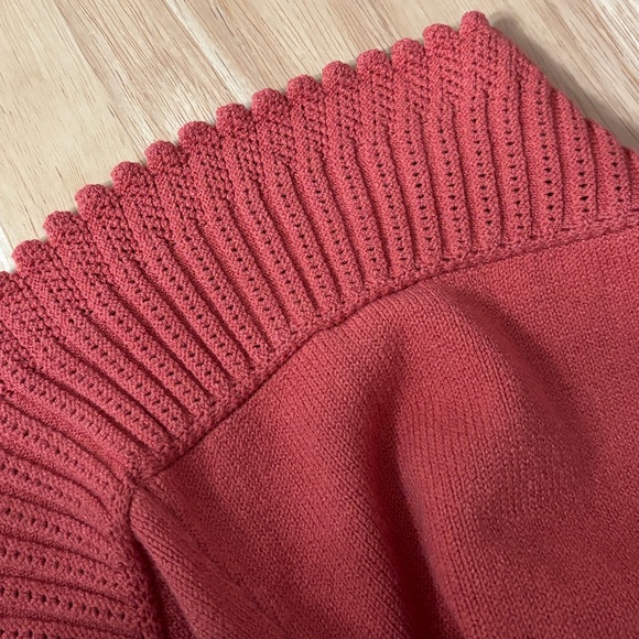 Nine West Salmon Pink Front Tie Scalloped Edge Cardigan Sweater 2X (20W/22W) - Picture 15 of 16